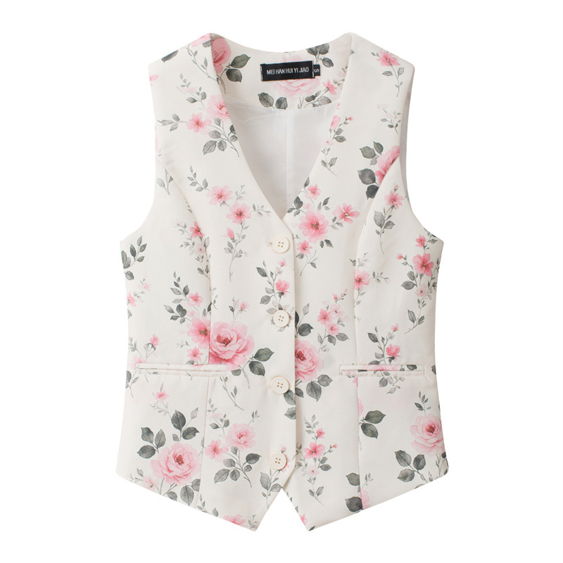 Womens Suit Vest Petite Waistcoat Spring/Summer New Slim-Fit Elegant Outerwear Layering Piece Short-Style Gilet