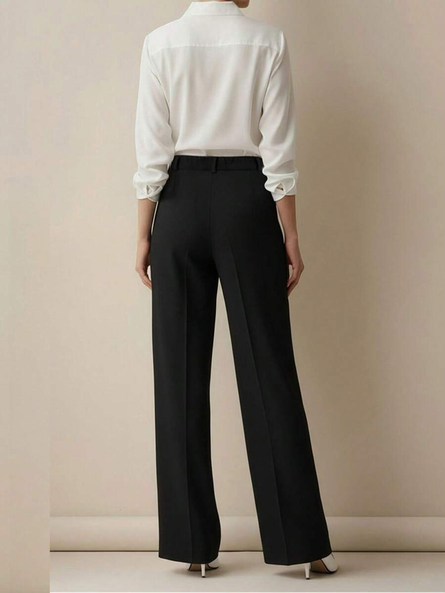 Women's New High Waist Straight Leg Suit Pants, Minimalist Drape Fabric Formal Trousers