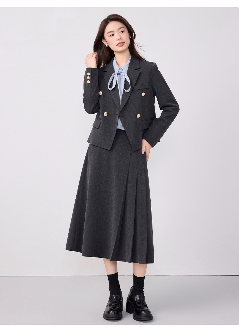 2025 New Light Gray Breathable Professional Suit College Students Cotton-Polyester Outfit Interviews Office Commuting Workwear