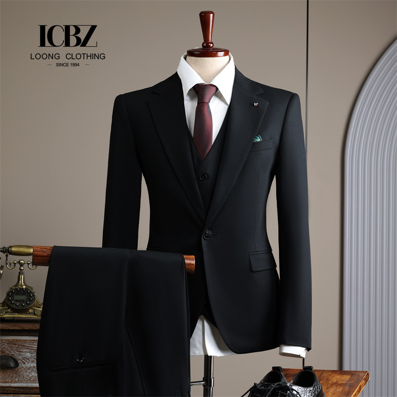 Men's Business Suits Slim Fit Wedding Two-Piece Suit Italian Style Anti-Wrinkle Breathable Woven Fabric Zipper Fly Pants