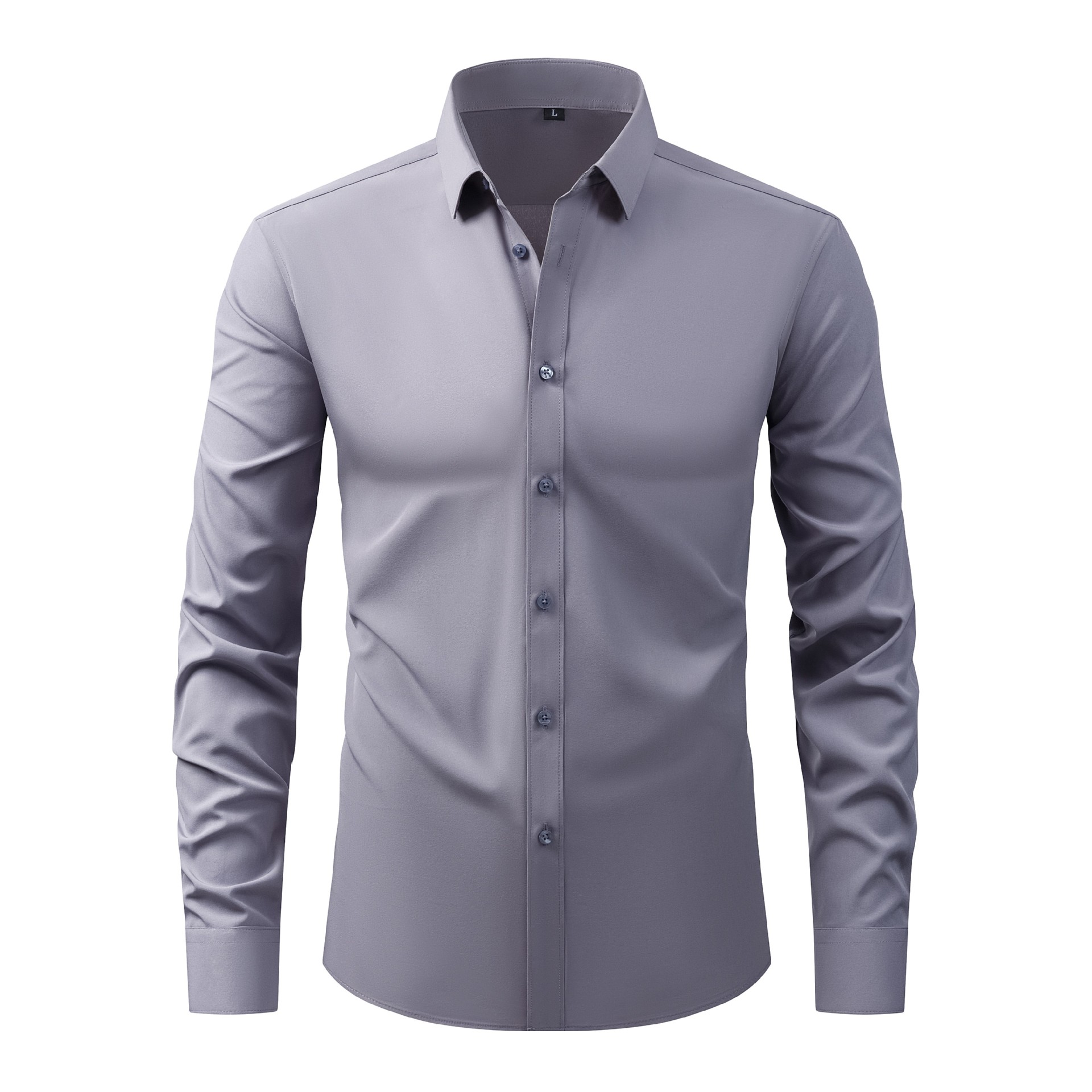 Mens Polyester Solid Color Luxury Dress Shirt - 35 Years Master Craftsmanship