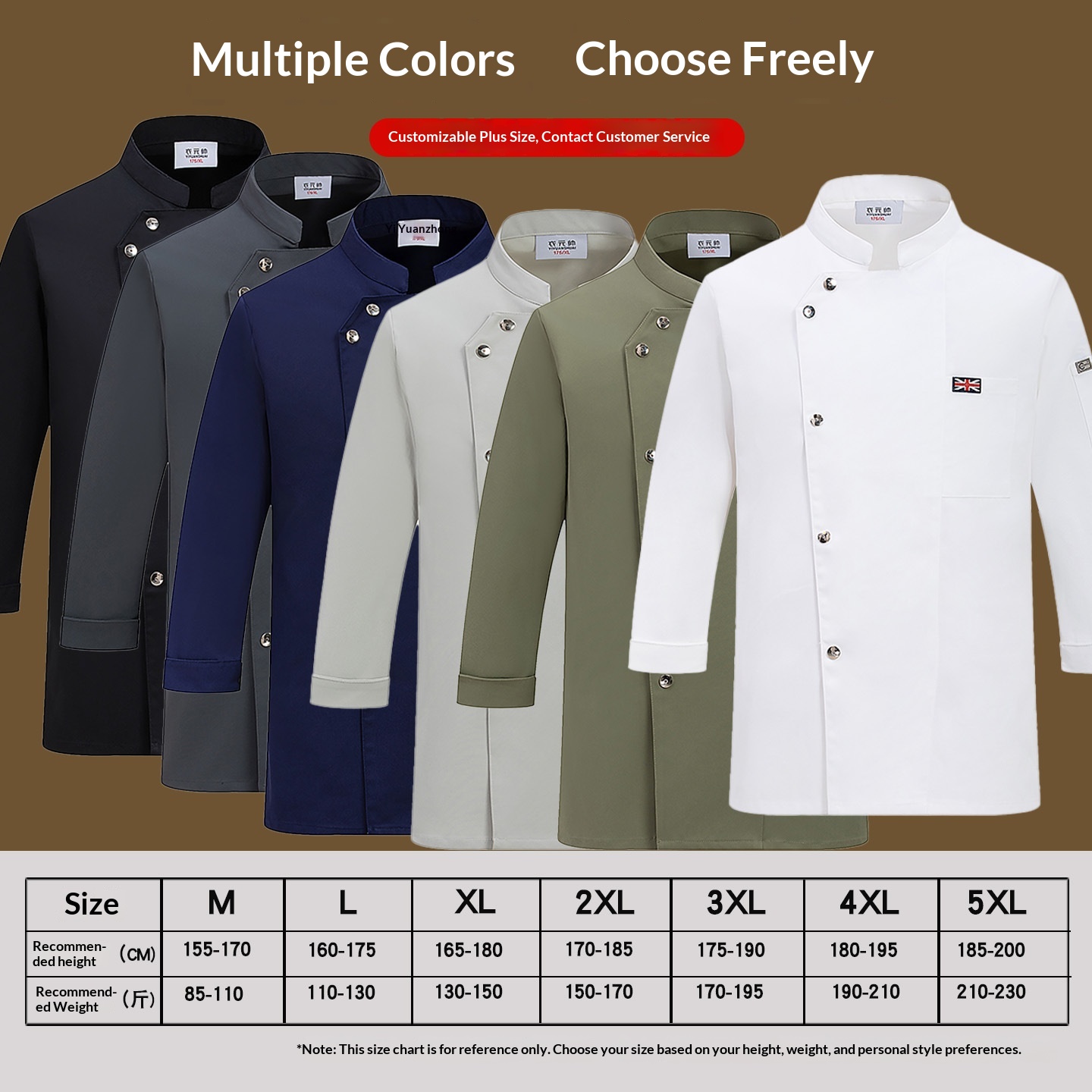 Five-star Hotel Chef Uniform Three-quarter Sleeve Pastry Chef Workwear Bakery Uniform Baking Workwear Autumn Winter Polyester