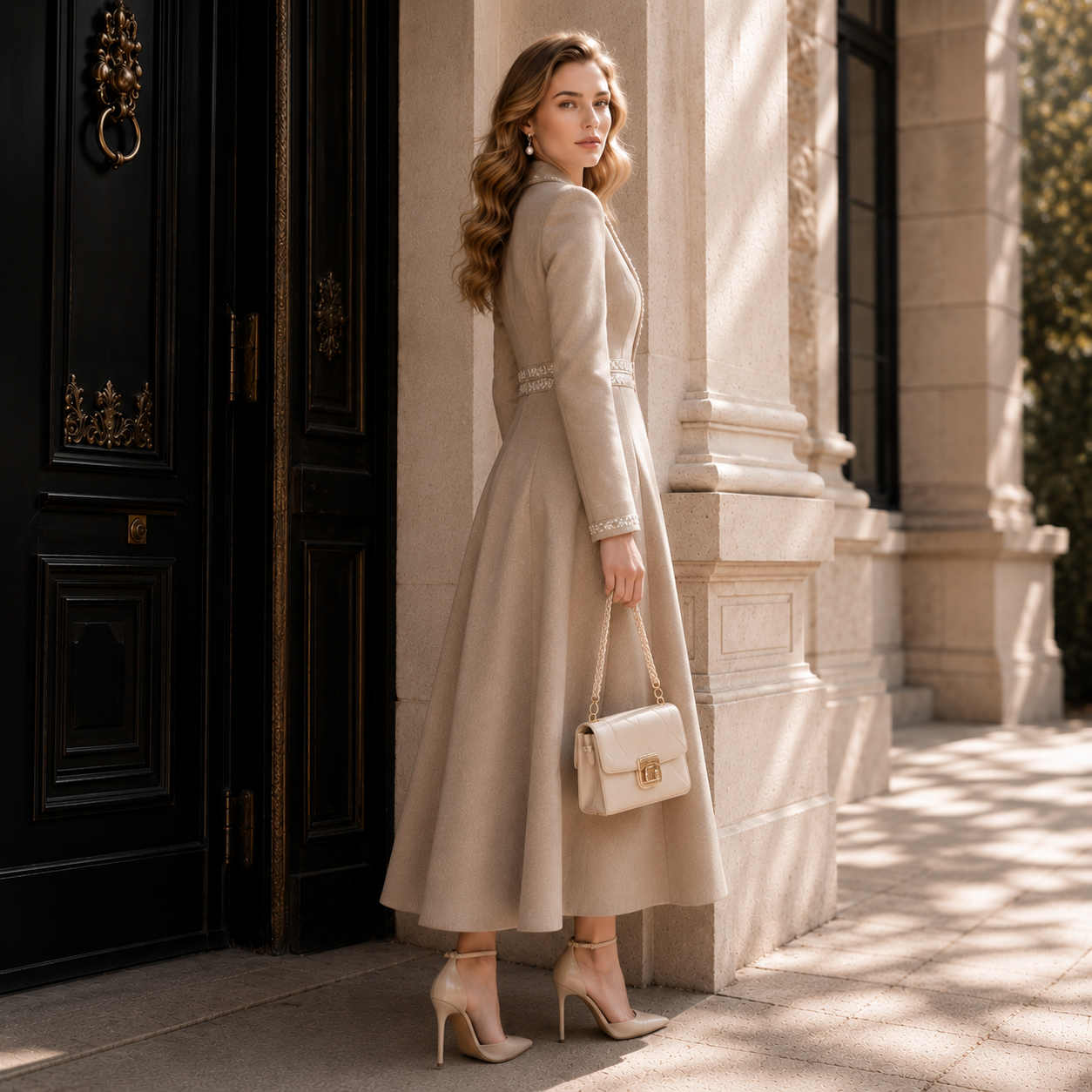 Signature Collection Women's Elegant Office Lady Formal Wear Maxi Dress Elegant Long Sleeve Women's Suit Sets Long Dress