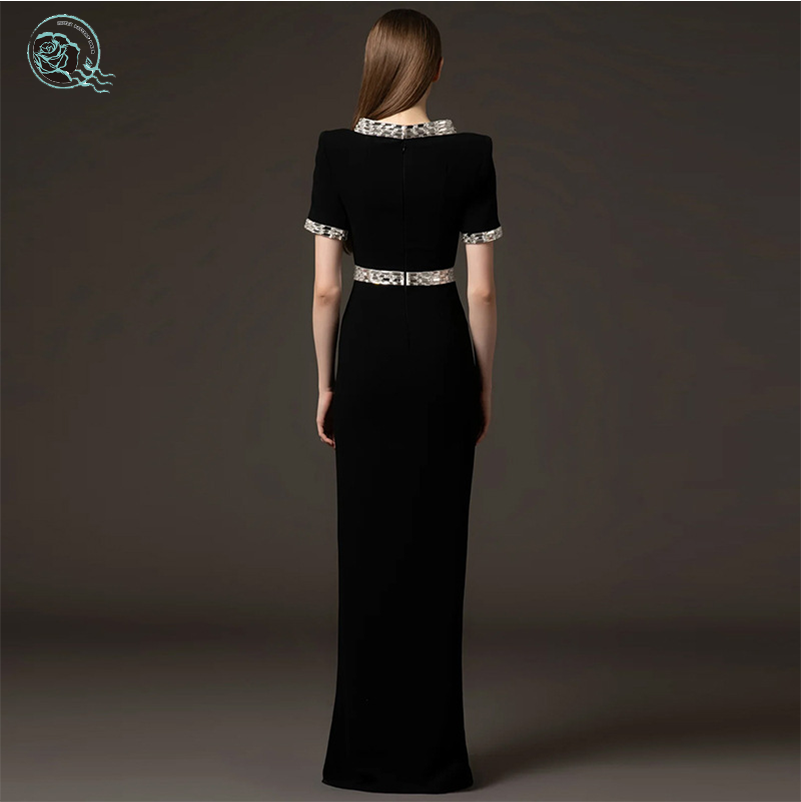 Women's Elegant Luxury Designer Brand High Formal Floor-Length Evening Wear for Parties Natural Wholesome Rhinestone Supply