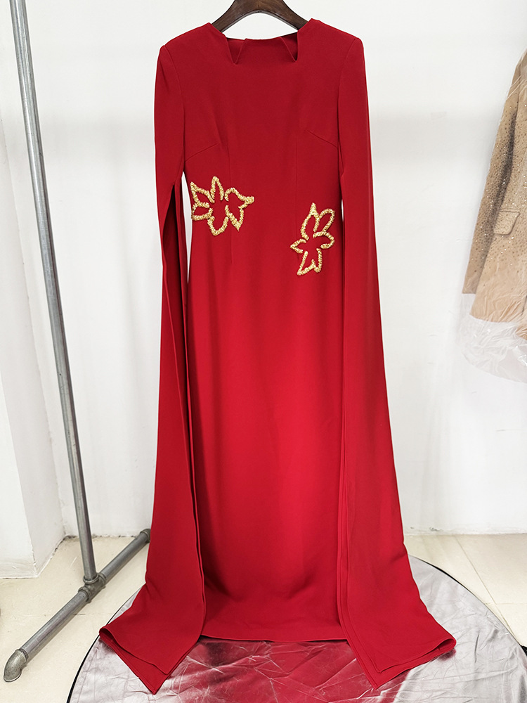 Evening Dress 2026 Red Carpet Ready Gown European American Celebrity Luxury Beaded Dress with Diamond Dubai Abaya Kaftans