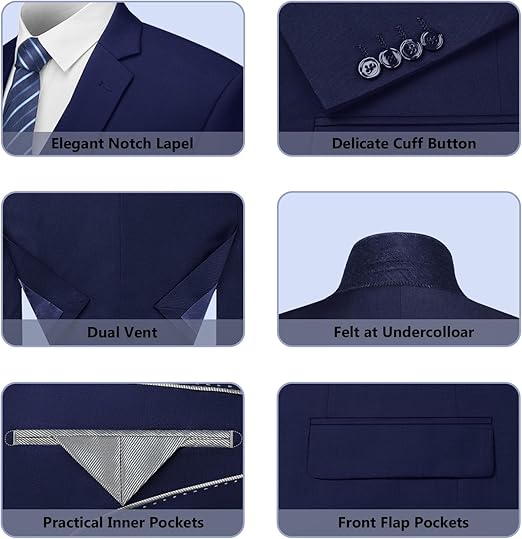 Breathable Pant Coat Blazer Dress Formal Custom Gents Clothing Mens Tuxedo Navy Blue Color Suits 3pcs Set Office Boys Suits