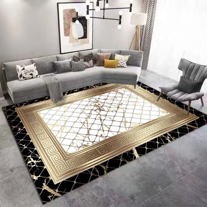 Luxurious Gold Crystal Velvet Carpet Area Rug For Modern Living Room And Home Decor Mat Floor Mat