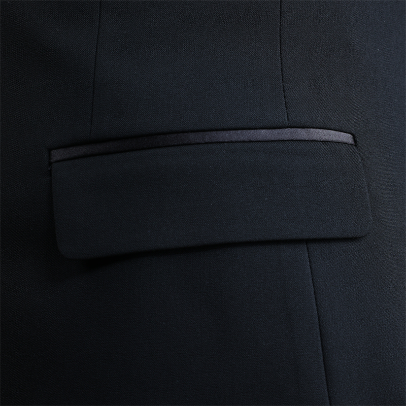 Luxury Custom Double Breasted Mens Italian Style Blazer Solid Black Slim Fit Anti-Wrinkle Worsted Fabric Formal Business Jacket