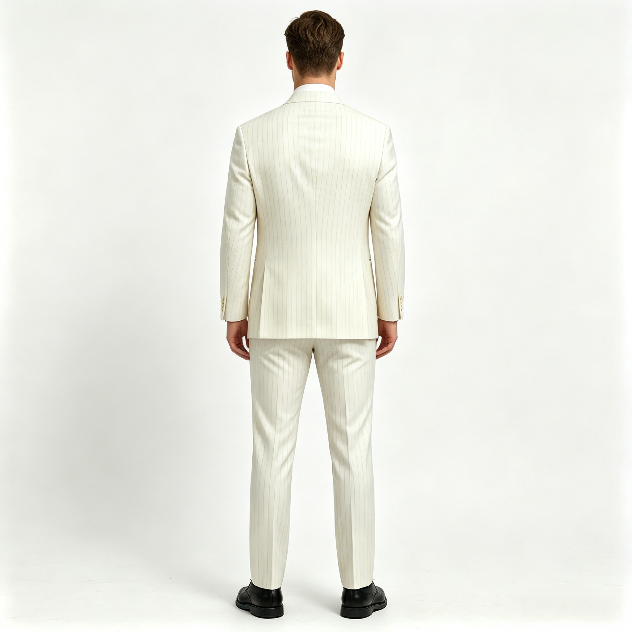 Viscose Polyester Business Suit for Weddings Banquets Gentlemen's Shawl Collar Double-Breasted Suit Pleated Button Fly Plus Size