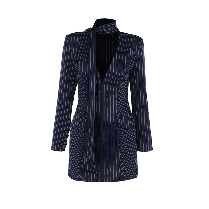 Autumn New Collection Elegant Slim Striped Dress Sexy Hip Skirt for Women Short Wosted Office Lady Formal Suit Dress