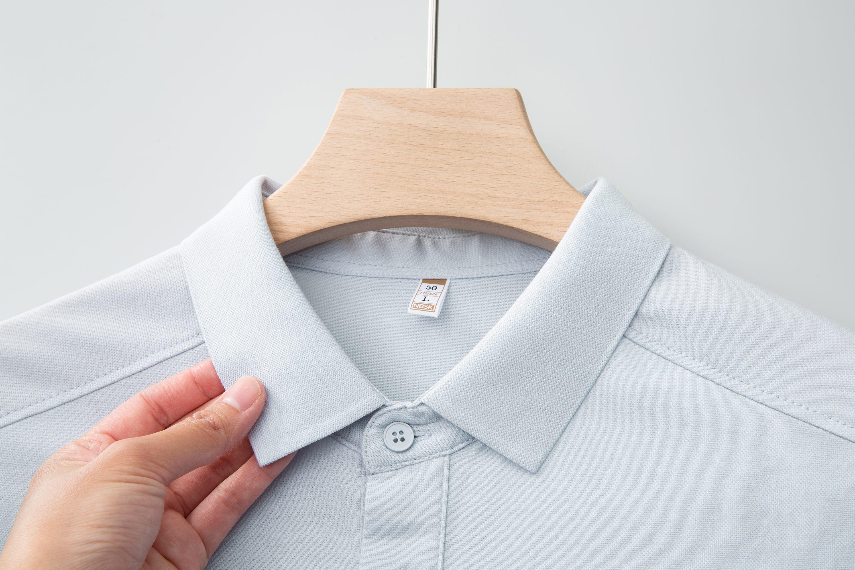 Minimalist Men's Formal Casual Short Sleeve Polo Shirt with Checkered Collar for Work