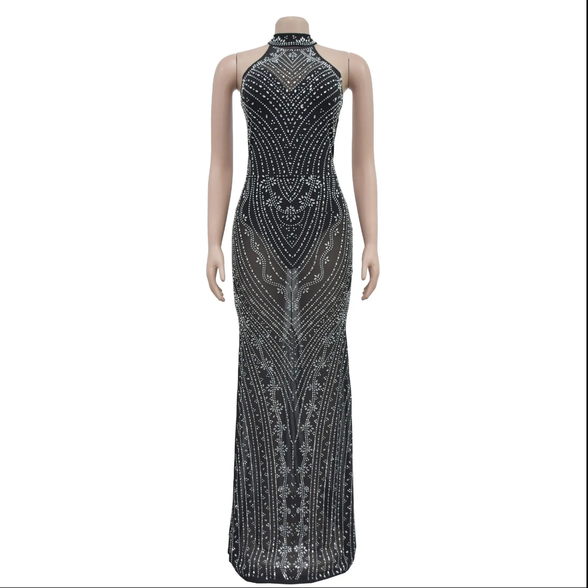 Birthday Luxury Evening Dress Women's Ball Sleeveless Camisole Top Rhinestone Formal Occasion Elegant Dress Party Dress