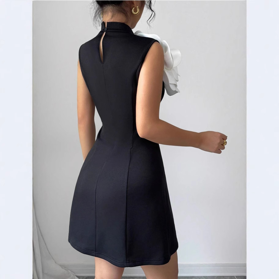 Evening Wear Banquet Petite Dress Women's Three-Dimensional Flower Elegant Slim-Fit Dress