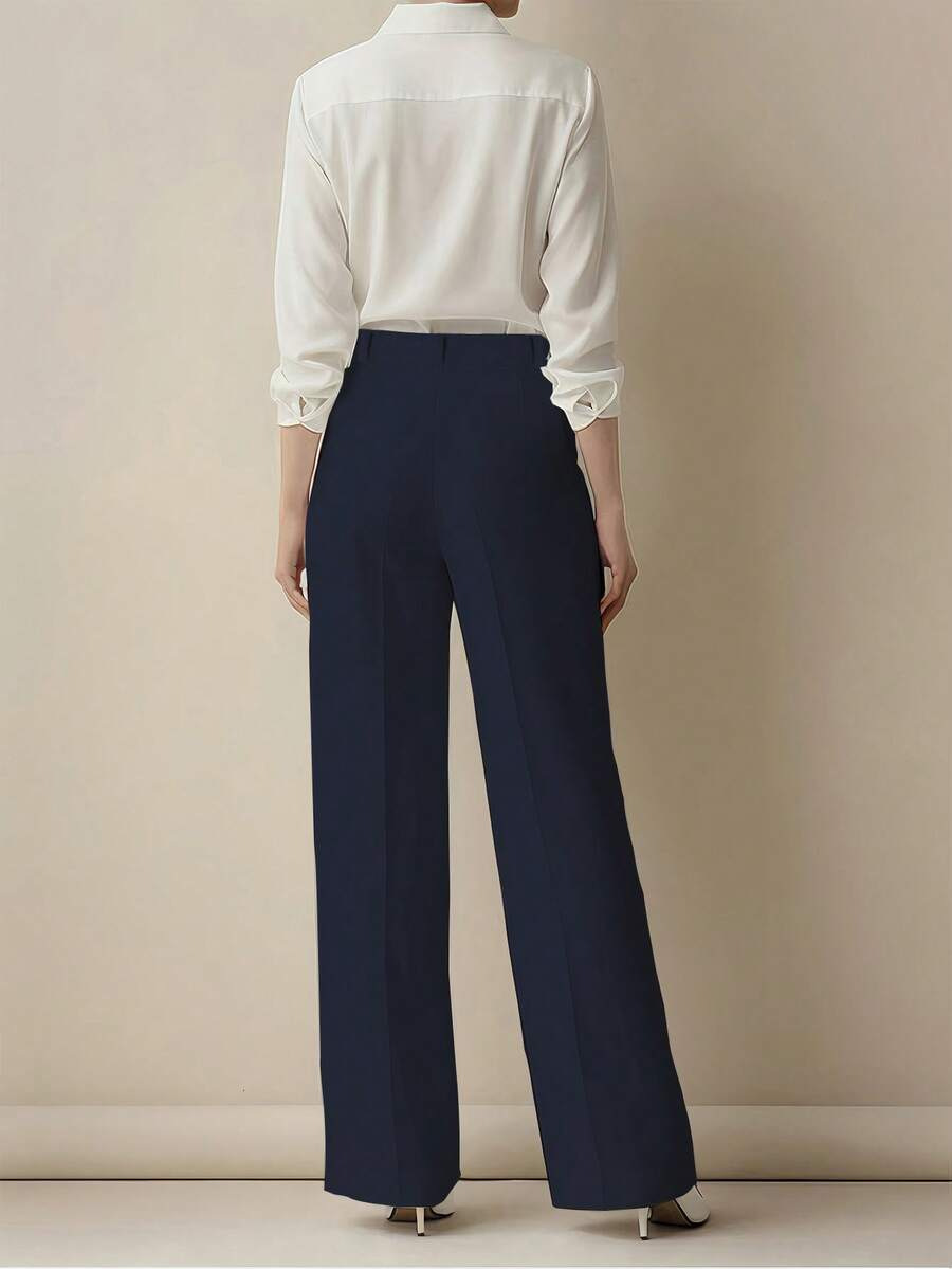 Women's New High Waist Straight Leg Suit Pants, Minimalist Drape Fabric Formal Trousers