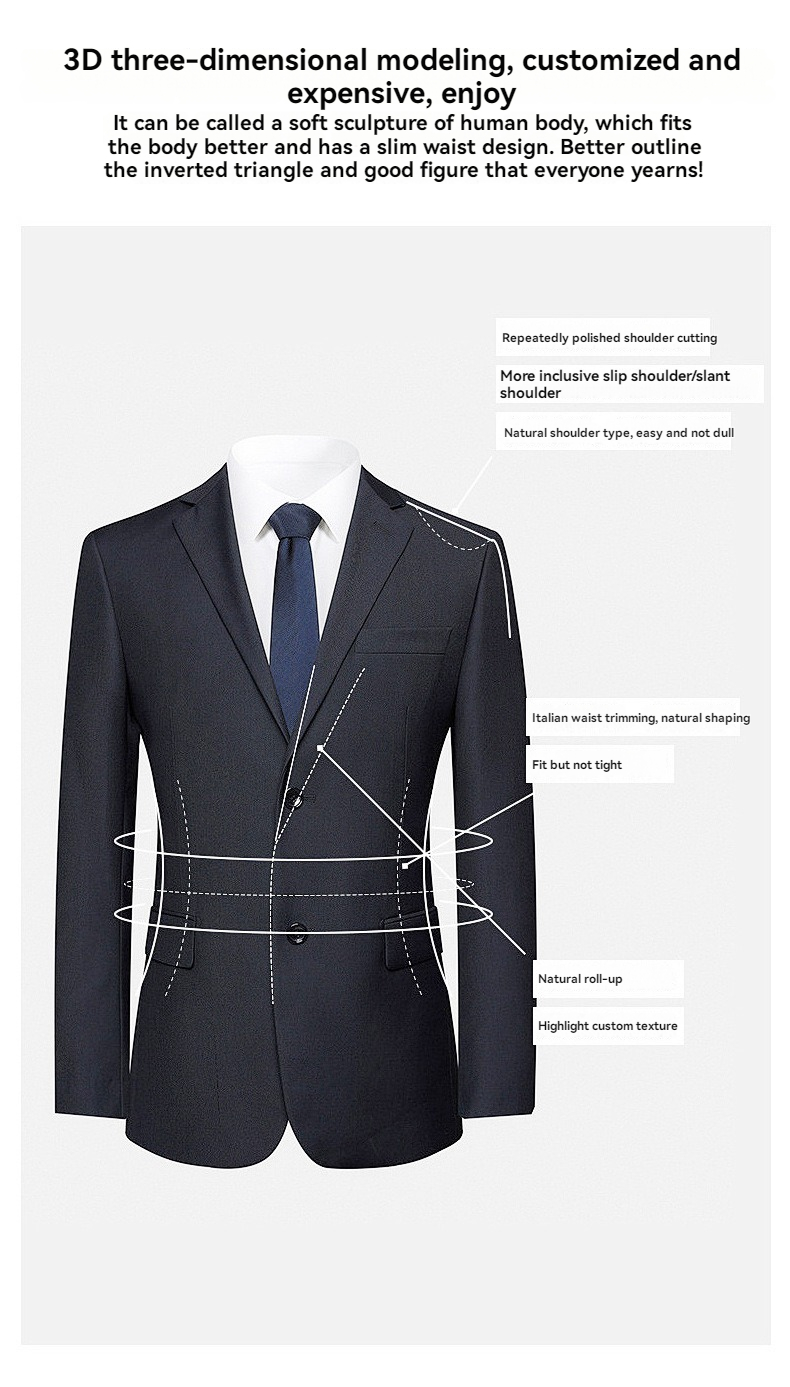 Tailor Made Custom Men Business Suits Plus Size Breathable Slim Fit Single Breasted Woolen