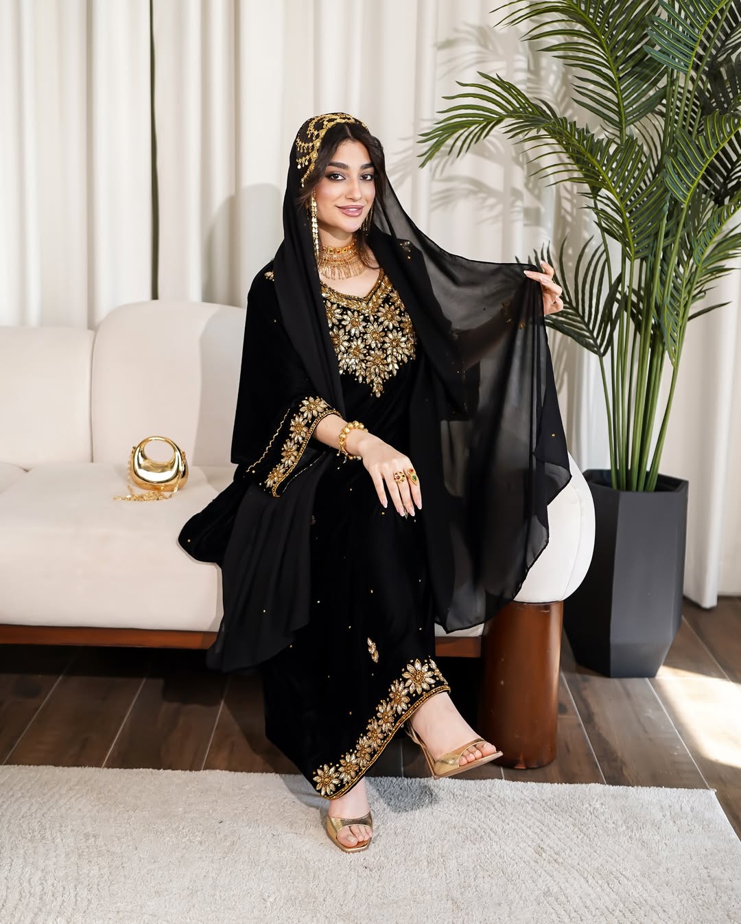Dubai Panchulapa Embroidery Beaded Eco-Friendly Contrast Color Evening Partywear Straight Solid Satin Modest O-Neck Full Dress