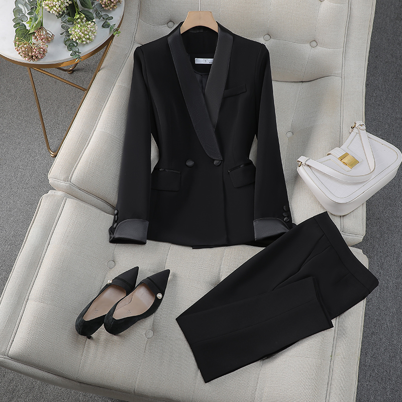 Women Suit Solid Color Two Pieces Sets Slim Women Suits Tuxedo Long Sleeve Blazer and Pants Office Formal Women Suits