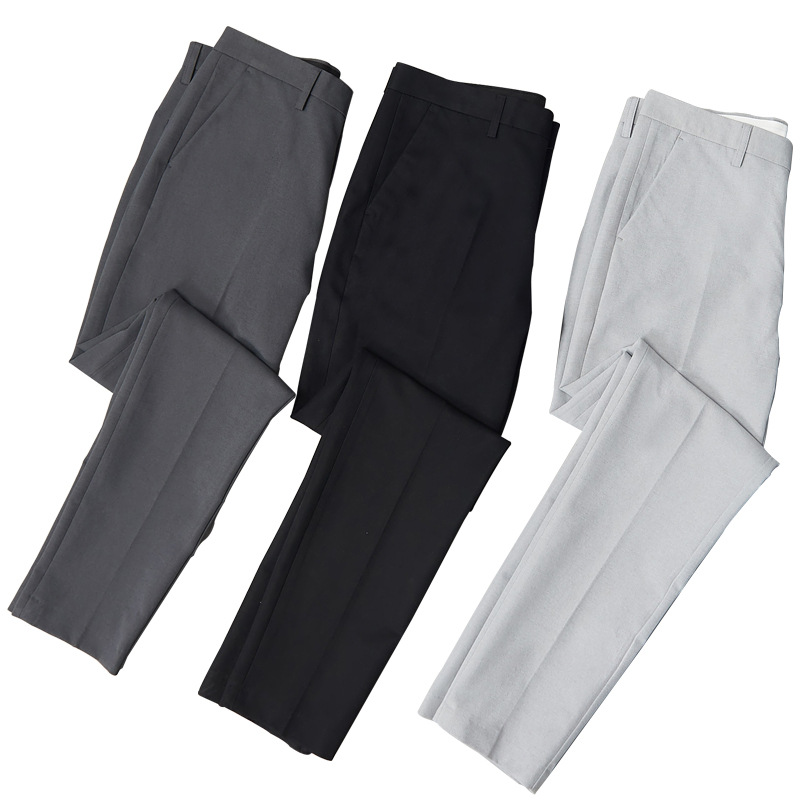 Men's High-End Western Style Suit Pants 90% Business Casual Formal Wear Flat Front XL Size for Spring Summer Autumn Winter