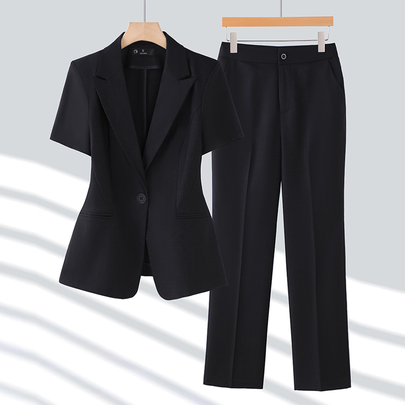 Professional Female Summer Thin Temperament Goddess Fan High-End Short-Sleeved Suit for Interviews Hotel Overalls Wear Suits