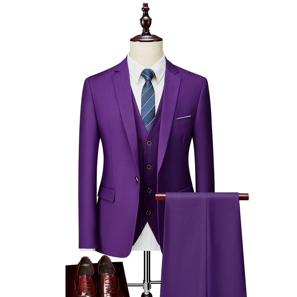 Casual Business Coat Pant Men's Custom Formal Dress 3 Pieces Gentleman Wedding Suits Slim Set for Men Breathable Men's Suits