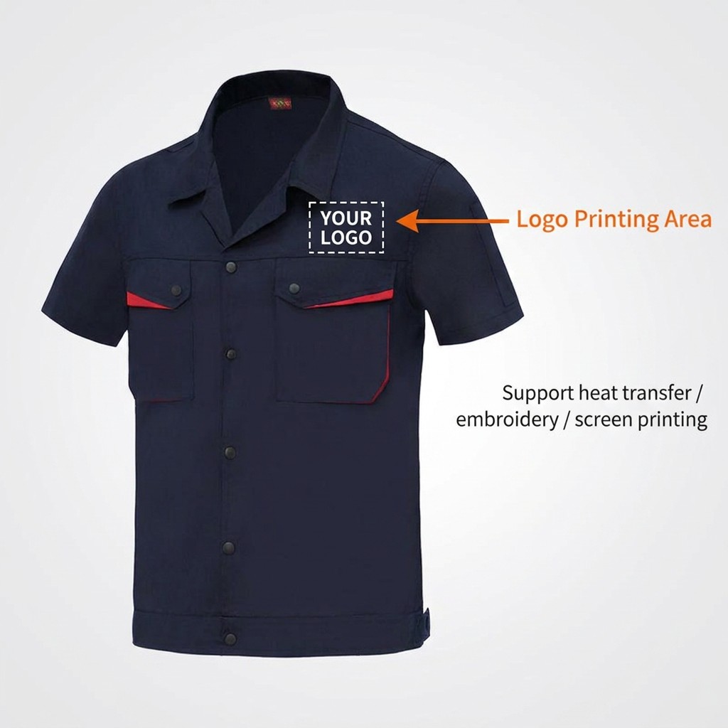 Pure Cotton Summer Short-sleeved Work Clothes. Factory-produced Work Clothes With Comfortable Customization Of Logos.