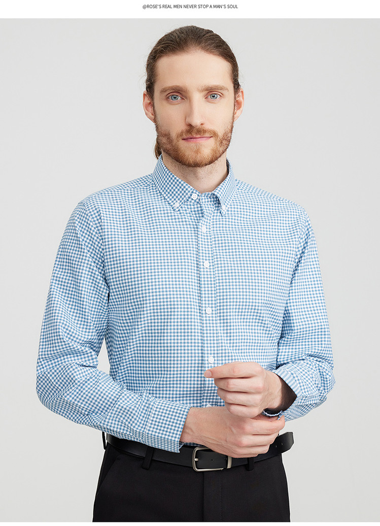 New 100% Cotton Solid Oxford Long-Sleeve Dress Shirt For Men Business Casual Korean-Style Spring Quick Dry Eco-Friendly
