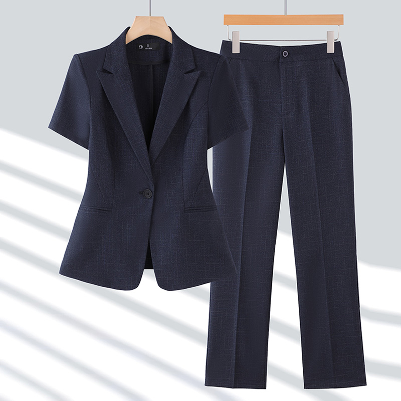 Professional Female Summer Thin Temperament Goddess Fan High-End Short-Sleeved Suit for Interviews Hotel Overalls Wear Suits