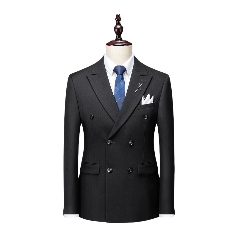 Men's High-End British Three-Piece Double-Breasted Wedding Suit Business Suits Worsted Fabric Pants for Banquets Formal Events