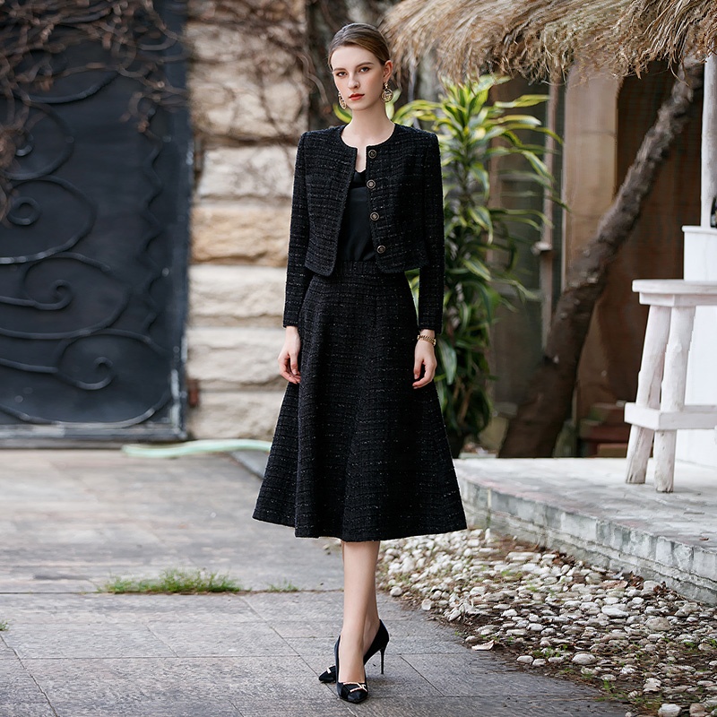 Woman Business Wear Supplying Suit Women Two Piece Skirts for Church Tweed blazer and Skirt