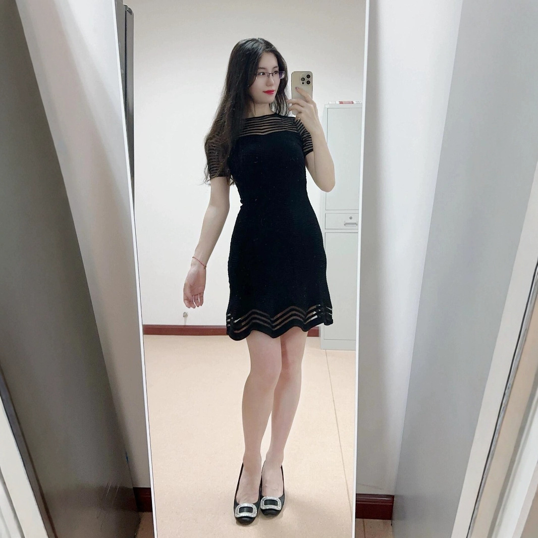 2026 Elegant Ladies' Formal Dresses New Arrival Short Sleeve Mesh Hollow Casual Summer Autumn Winter Striped Front Knitting