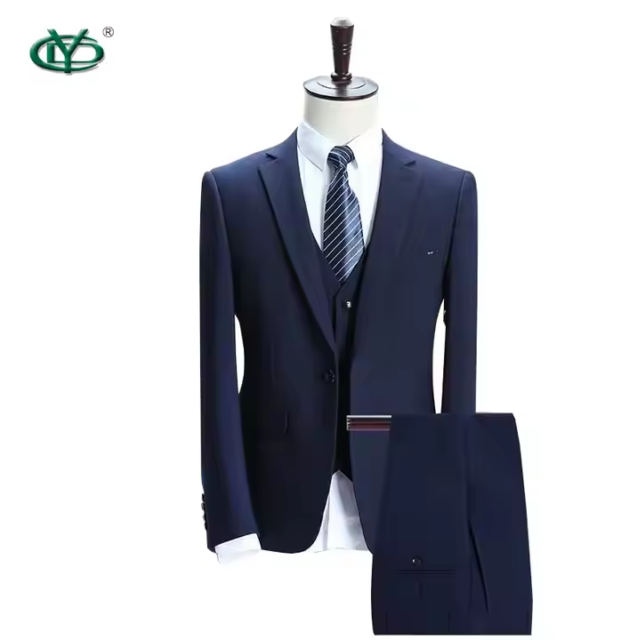 Elegant Men's Wedding Tuxedo Set 3-Piece Slim Fit Blazer Vest Pants with Lapel Single Breasted Suit Plus Size