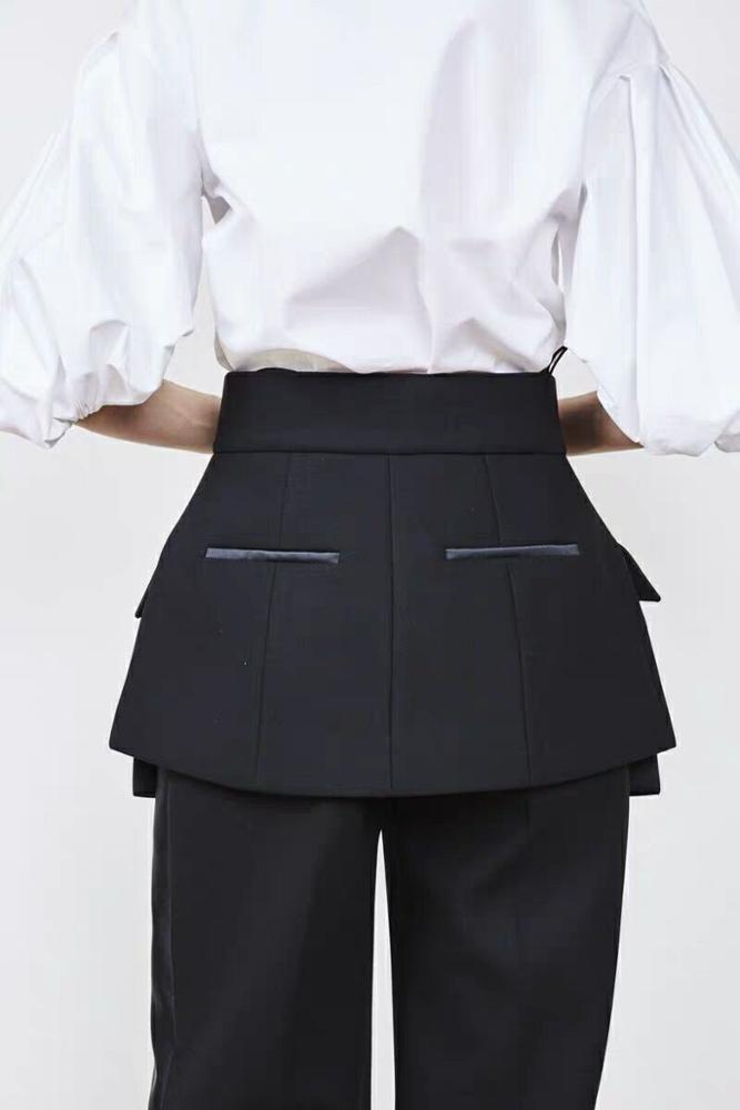 A2799 Formal Pattern High Waist Black Skirt Pant Set