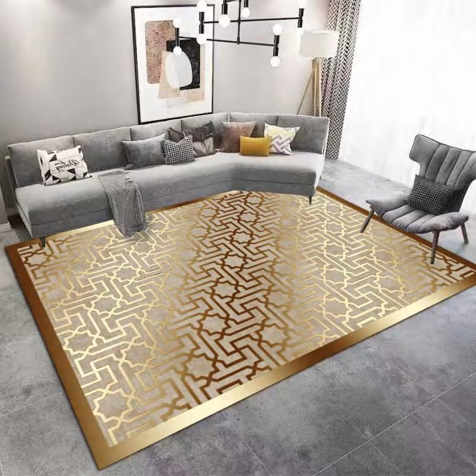 Luxurious Gold Crystal Velvet Carpet Area Rug For Modern Living Room And Home Decor Mat Floor Mat