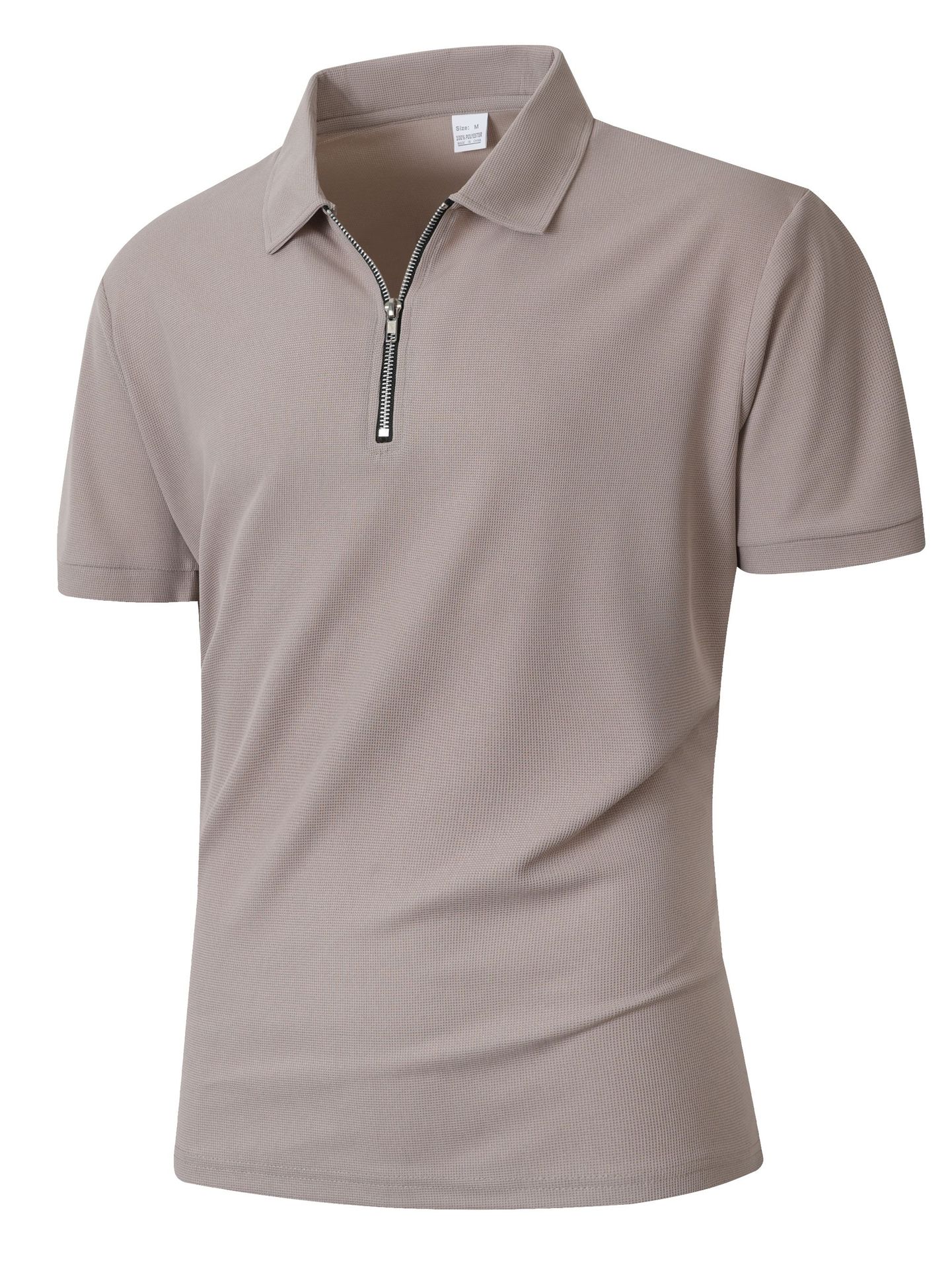 Customized Men's Summer Casual Solid Color Polo Shirt Short Sleeve Collar Zipper Polo Shirt