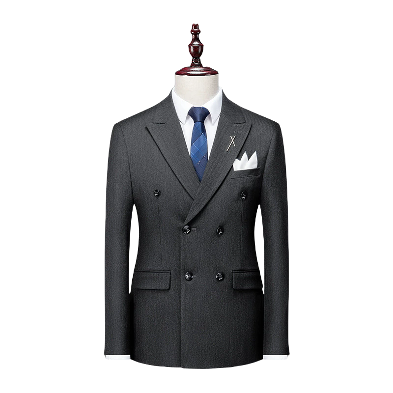 Men's High-End British Three-Piece Double-Breasted Wedding Suit Business Suits Worsted Fabric Pants for Banquets Formal Events