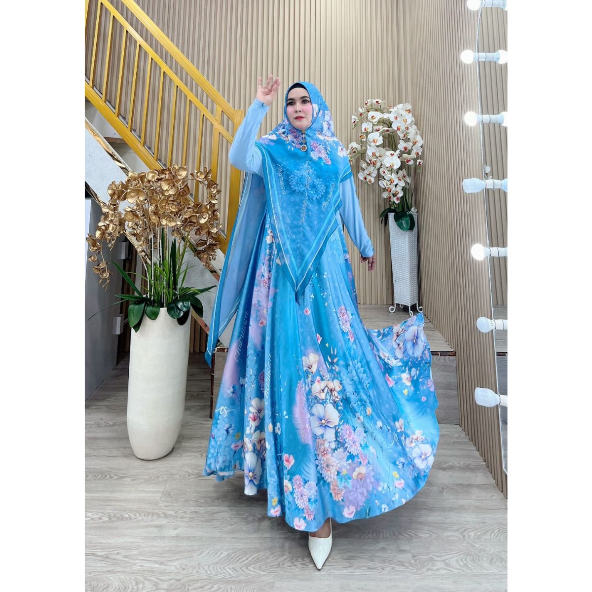 Hot Selling Halimah Series Modesty Print Indonesia Tassel Decoration Hooded Nonwoven Ensemble Long Blooming Grace Soft Elegance