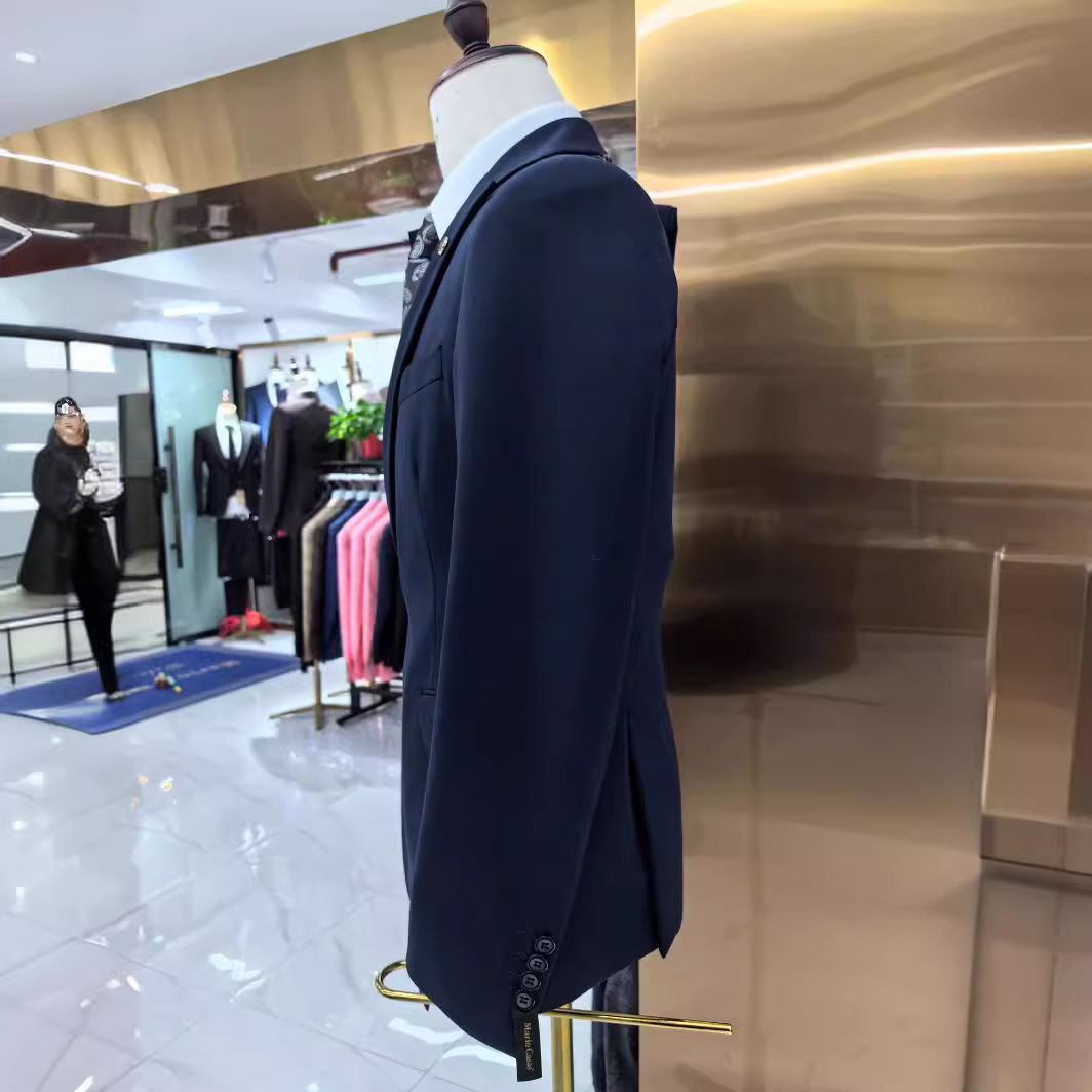S036N 2025 Men's Handsome 2-Piece Set Casual Wedding Host Suit Zipper Fly Pants Button Winter Business Apparel Summer