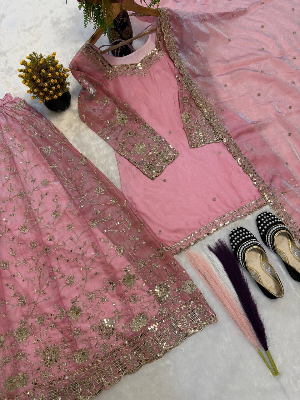 A Luxurious Party Wear Collection Exquisite Designer Gown With Heavy Fandy Silk Fabric And Detailed Embroidery Sequins Work