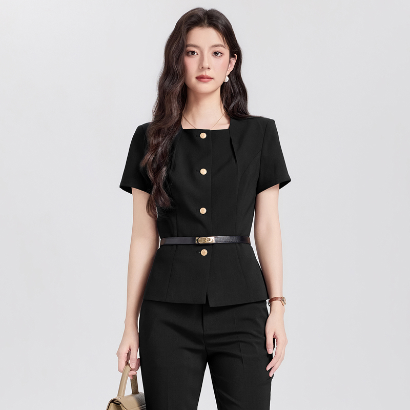 Apricot Short-sleeved Suit Women's 2026 New Professional Wear Advanced Temperament Waist commuter Women's Formal Dress