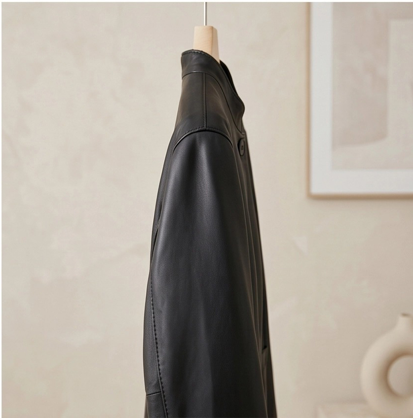 New Arrival Women Black Lambskin Leather Jacket Stand Collar Minimalist Outerwear for Casual &amp; Formal