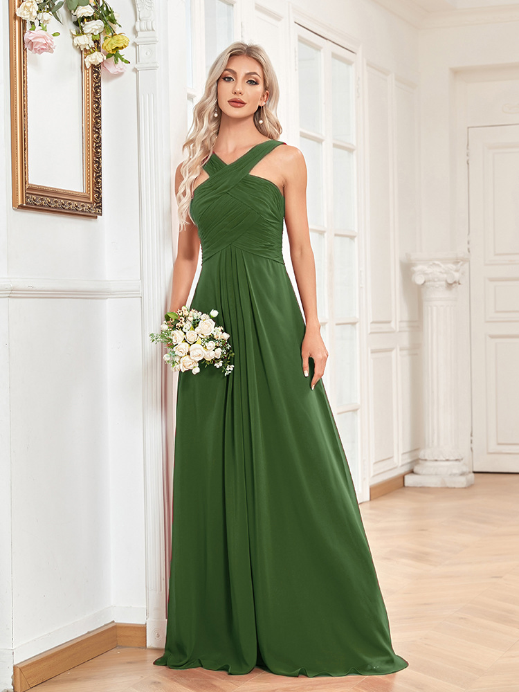 2023 New European Style Chiffon Bridesmaid Dress Elegant Evening Party Gown for Women