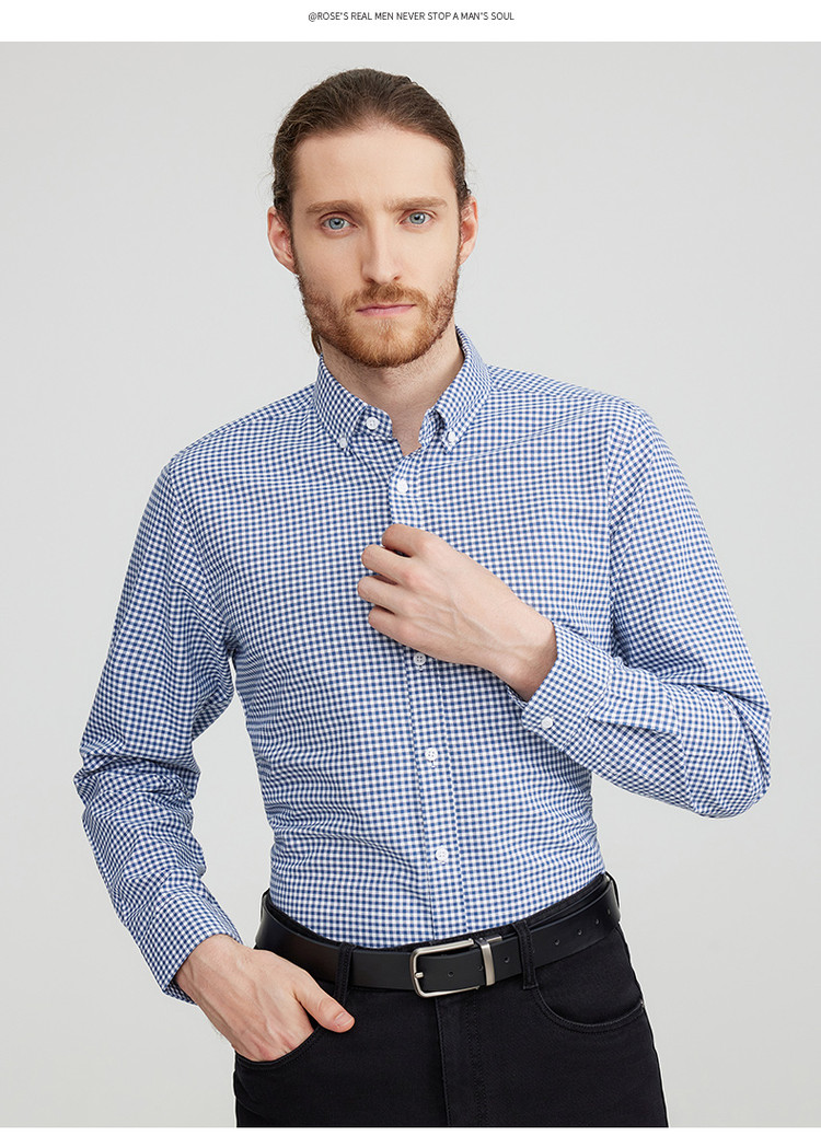 New 100% Cotton Solid Oxford Long-Sleeve Dress Shirt For Men Business Casual Korean-Style Spring Quick Dry Eco-Friendly
