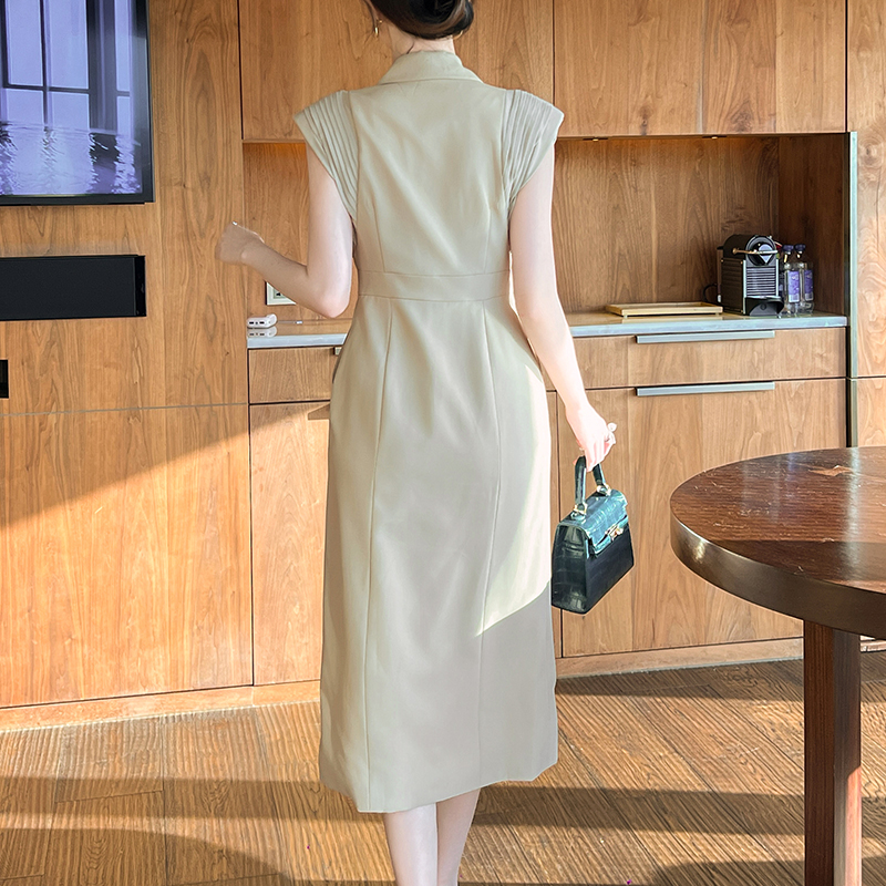 ZYHT 50889 Designer Dresses Woman Luxury Diamond Button Career Clothing Formal Office Dresses for Ladies