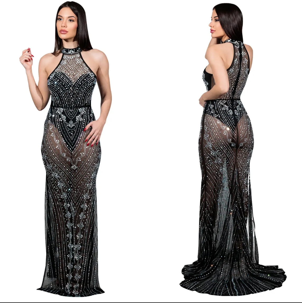 Birthday Luxury Evening Dress Women's Ball Sleeveless Camisole Top Rhinestone Formal Occasion Elegant Dress Party Dress