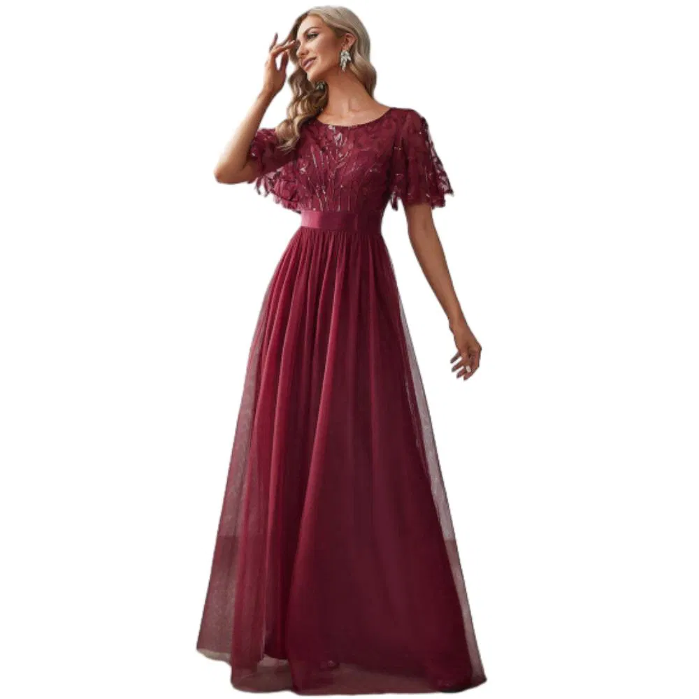 Designer Lace Floor-Length Evening Gown Slim Fit Formal Party Dress Wedding Guest