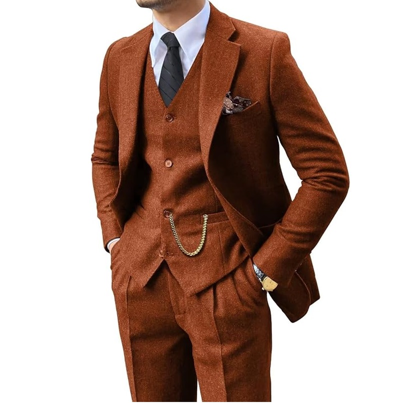 Breathable Classic Mens Suits Slim Fit 3 Piece Blazer and Pants Men Suit Tuxedo Set for Wedding & Party Dress Luxury Men Suits