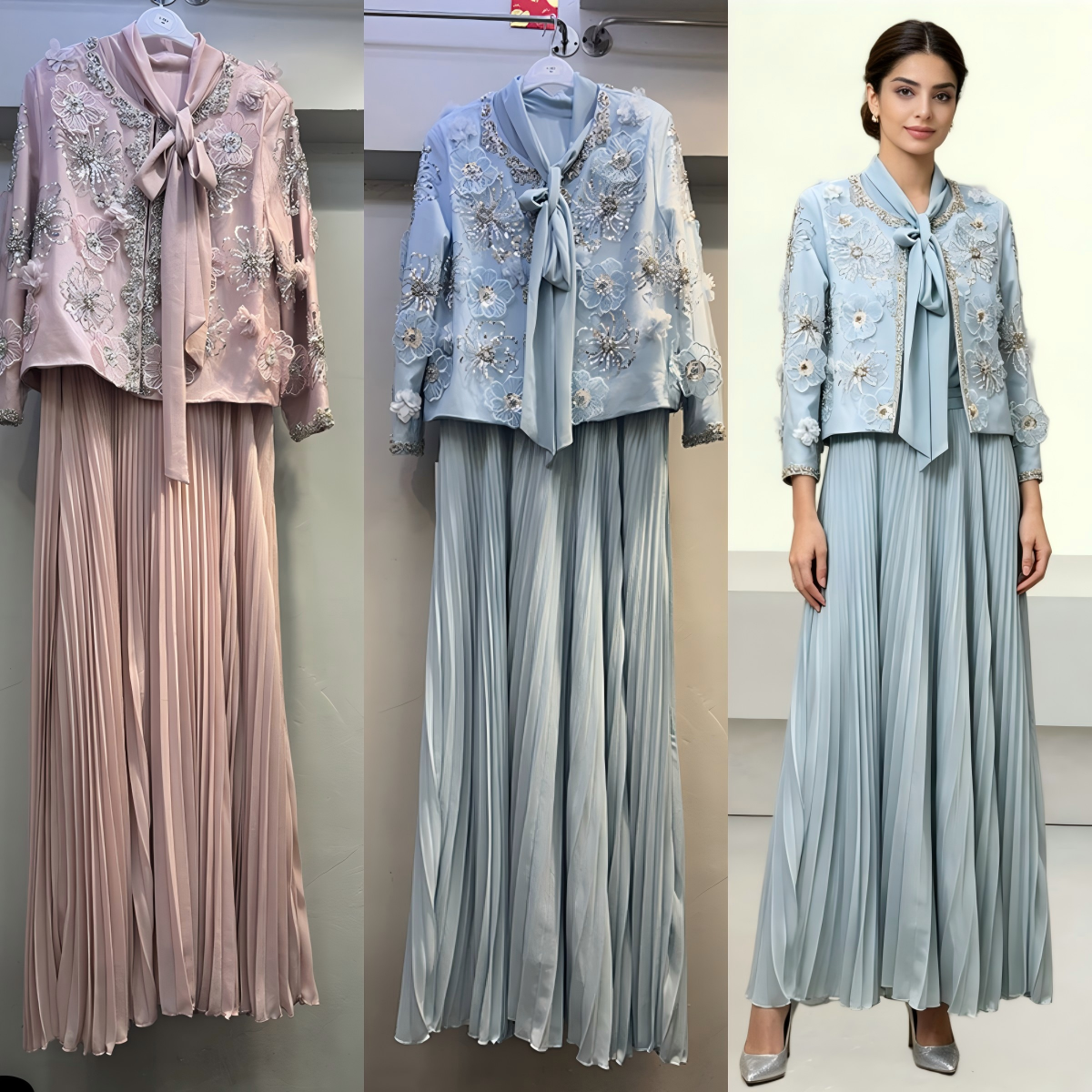 Women's Elegant Black 2 Piece Suit Lace Beaded Jacket and Mermaid Maxi Skirt for Formal Events Wedding Guest Party Modest Sets
