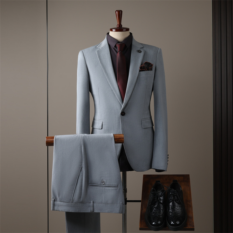 Slim-Fit Summer Lightweight Breathable Anti-Wrinkle Men's 3-Piece Beach Wedding Suit Winter Thermal Worsted Business