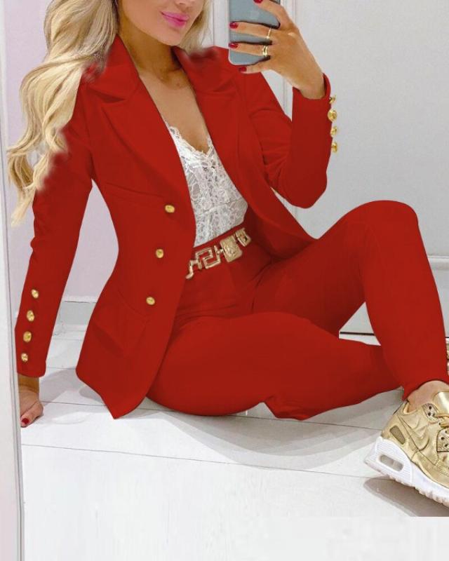 Trendy and Women's Formal Button Small Suit Set 2026 Summer Elegant Anti-Wrinkle Fashion Collection