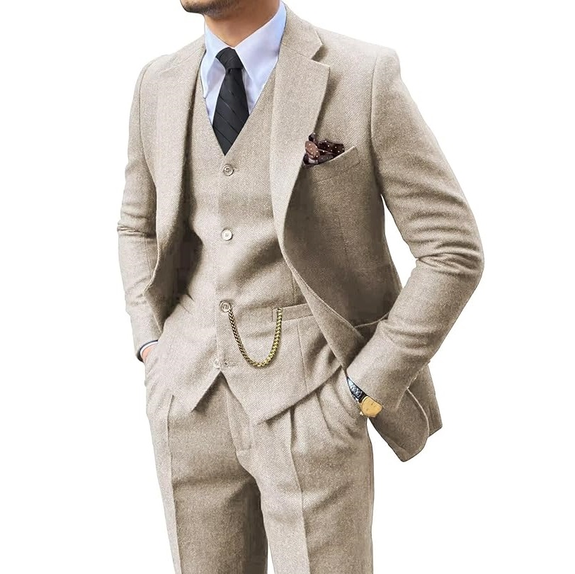 Breathable Classic Mens Suits Slim Fit 3 Piece Blazer and Pants Men Suit Tuxedo Set for Wedding & Party Dress Luxury Men Suits